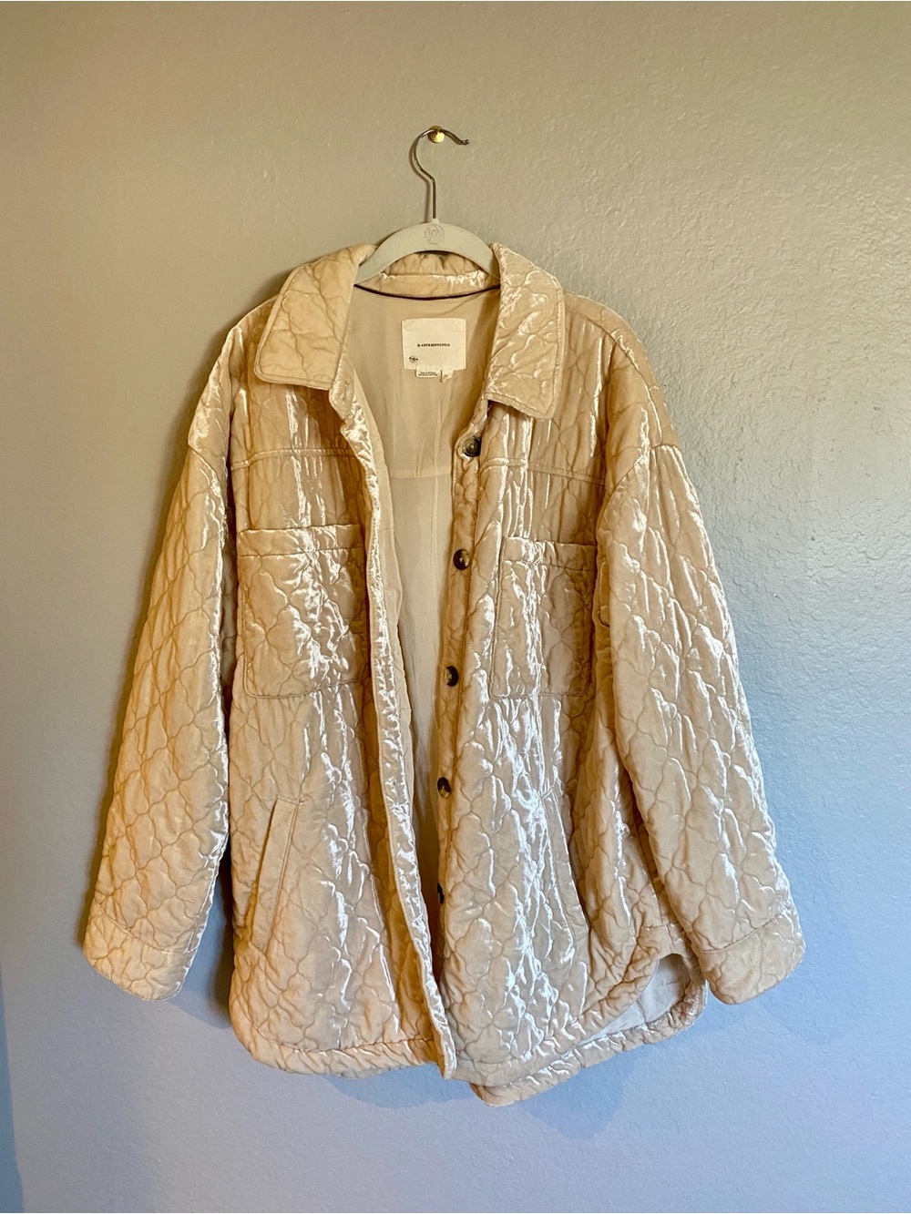 Anthropologie Velvet Quilted Shacket/Jacket | Size: Large (Oversized Fit)